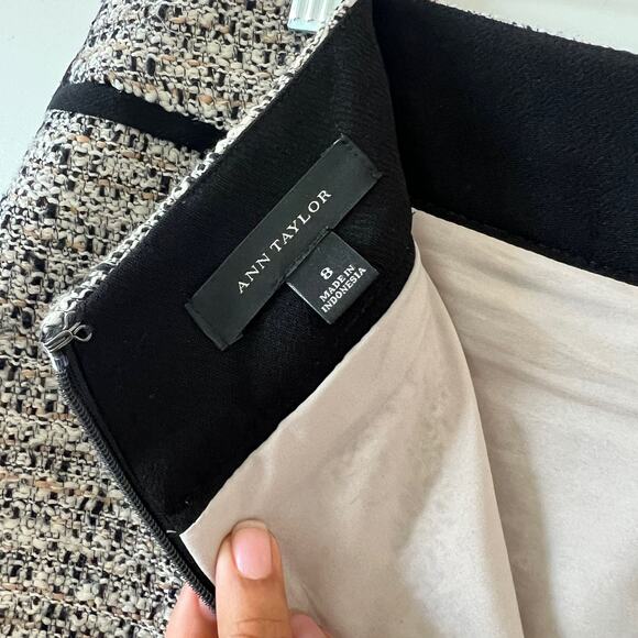 Ann Taylor Cream Black Tweed Career Professional Pencil Skirt Womens Size 8 - Picture 9 of 13